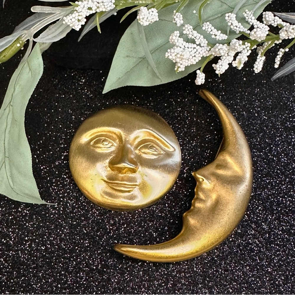 Vintage Modernist Moon Brooches